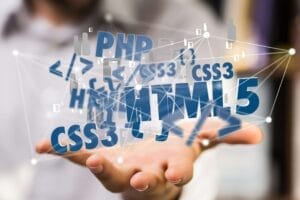 Main avec les langages de programmation PHP, HTML5 et CSS3