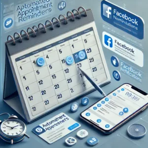 Illustration d’un calendrier numérique avec rappels automatisés et notifications Facebook